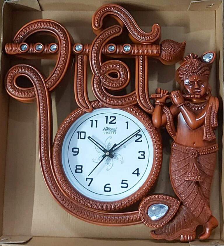 National Quartz Radhe Krishna Wall Clock with a Unique Design - Image 3