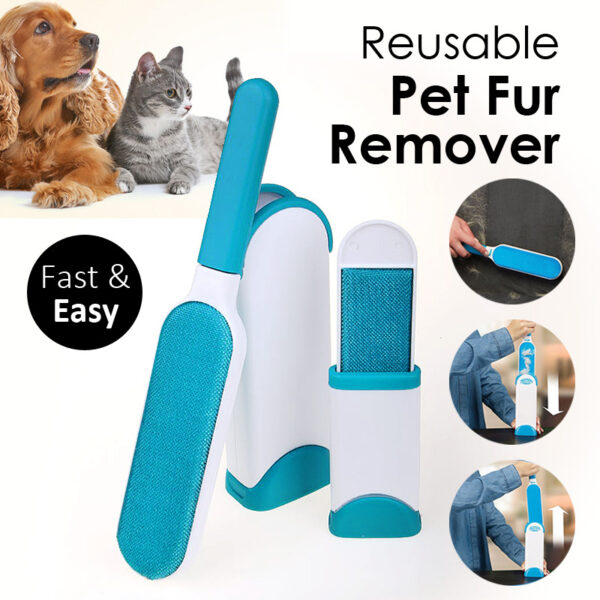 Reusable Pet Fur Remover With Self-Cleaning Base