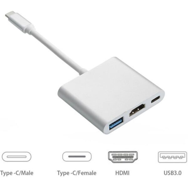 USB-C Digital AV Multiport Adapter 3 Ports Connector