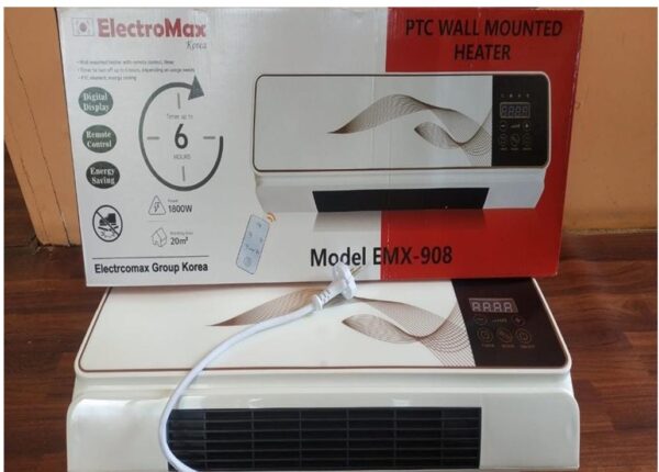 Electromax 908 Wall Heater Air Cooler With Remote Control Wall Mounted Fan Heater