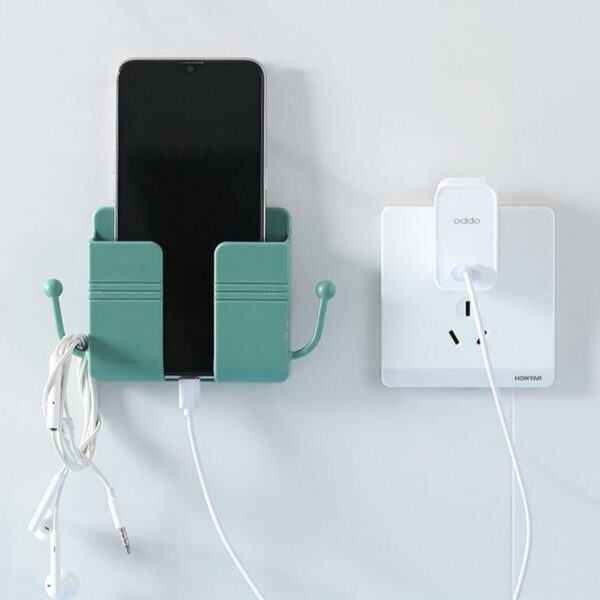 Stand Phone Holder Wall Mounted Mobile Charging Stand Plug Storage Box