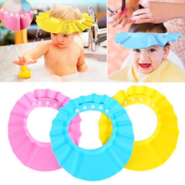Waterproof Adjustable Baby Shower Hair Wash Caps Kids_0