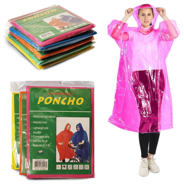 Unisex Poncho Raincoat with Hoods Multicolor