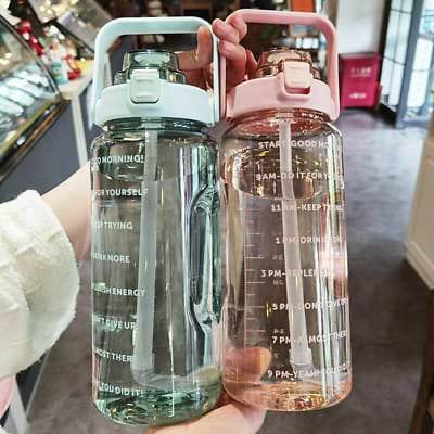 2-in-1 Motivational Water Bottle Set with Times to Drink and Straw