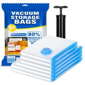 4 Reusable Ziplock Bags with a Portable Hand Pump Vacuum Bags
