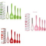 5Pcs Silicone Kitchenware Spatula, Soup Spoon, Brush, and Eggbeater