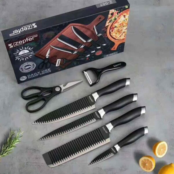 6 Knife Set Stainless Steel with Strong Non-Stick Coating Unique Design