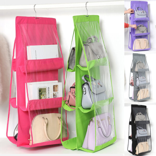 6 Pocket Hanging Purse Handbag Foldable Organizer for Storage