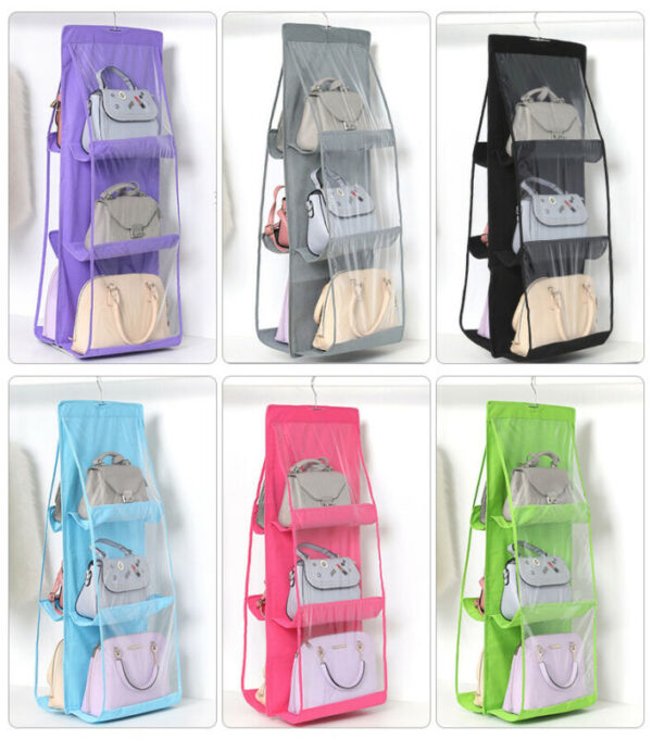 6 Pocket Hanging Purse Handbag Foldable Organizer for Storage