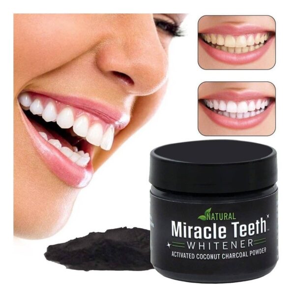 Miracle Teeth Whitener Black Activated Coconut Charcoal Powder