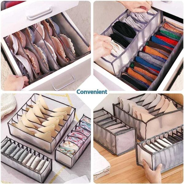 Foldable Organizer Set of 3 Dresser Drawer for Bra, Underwear & Socks