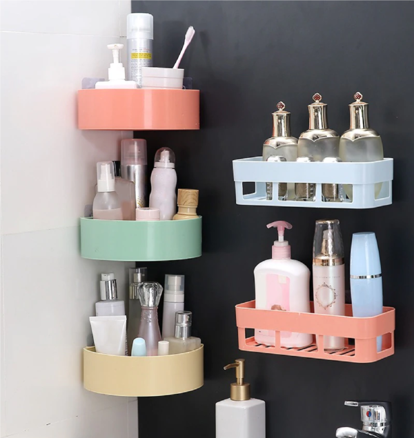 Self Adhesive Wall Mounted Bathroom Storage Organizer Shelf