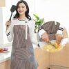 Striped Waterproof Apron with Hand Pockets Oil Resistant Kitchen Apron