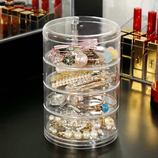 Transparent Plastic Jewelry Box Multi-Function Rotating Earring Box