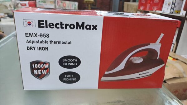 Electromax Dry Iron Adjustable Thermostat Smooth and Fast Ironing