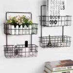 2 Wall Shelf Storage Metal Hanging Baskets with 2 Layer Racks Organizer