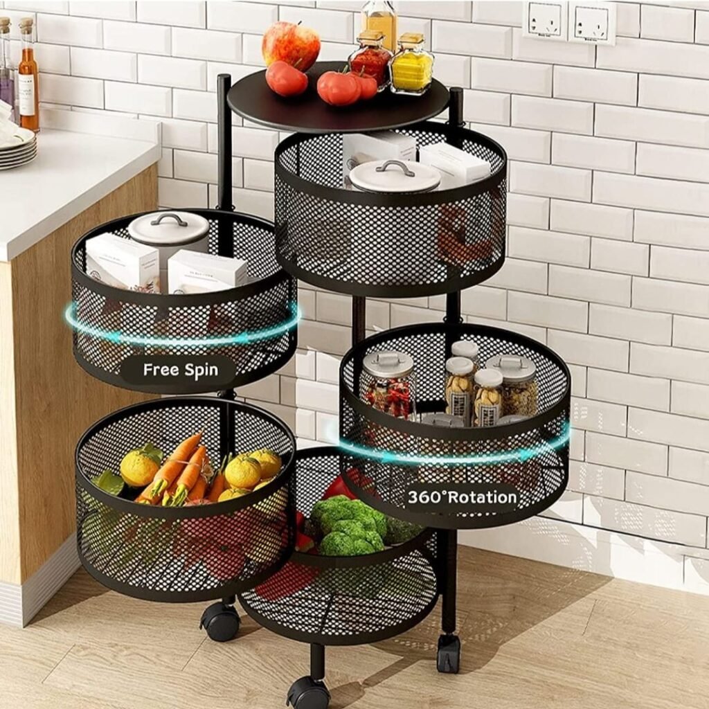 Layered Vegetable Rack 5 Layer Round Kitchen Fruit Vegetable Storage Rack