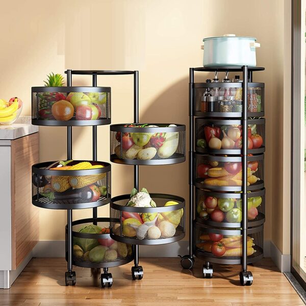 5 Layer Round Kitchen Fruit Vegetable Storage Rack
