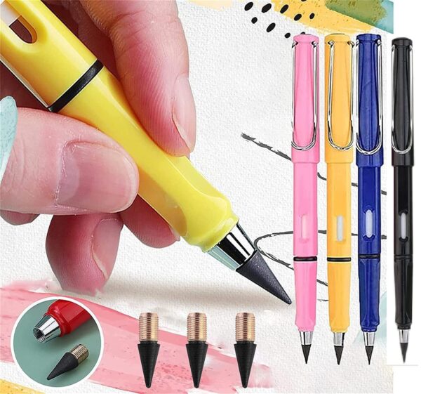 6PCS Inkless Pencils Portable Reusable Erasable Metal Writing Pens