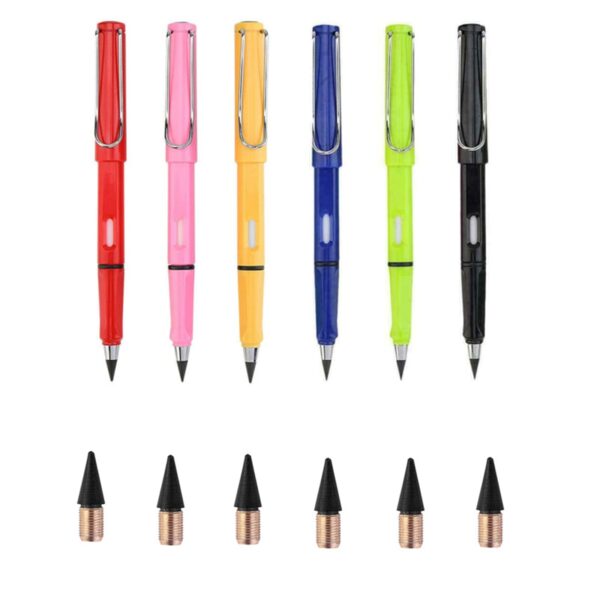 6PCS Inkless Pencils Portable Reusable Erasable Metal Writing Pens