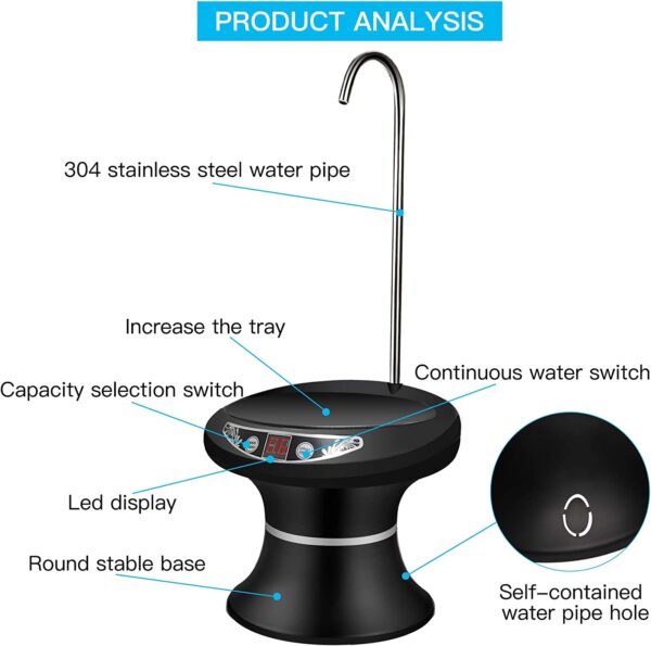 Automatic Water Dispenser Pump with Tray USB Rechargeable