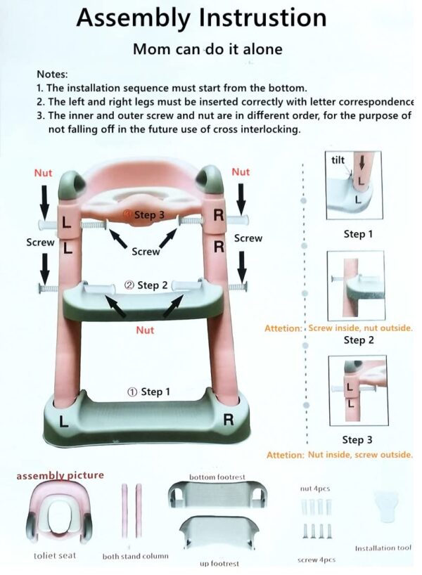 Baby Toddler Potty Toilet Trainer Safety Seat with Adjustable Ladder