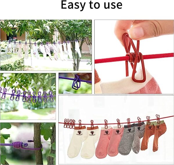Cloth Drying Rope with Hooks Portable Laundry Drying Line