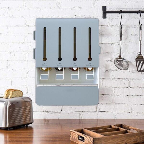 Kitchen Wall Mount Spice Rack Multifunction Storage Shelf with Push Tap