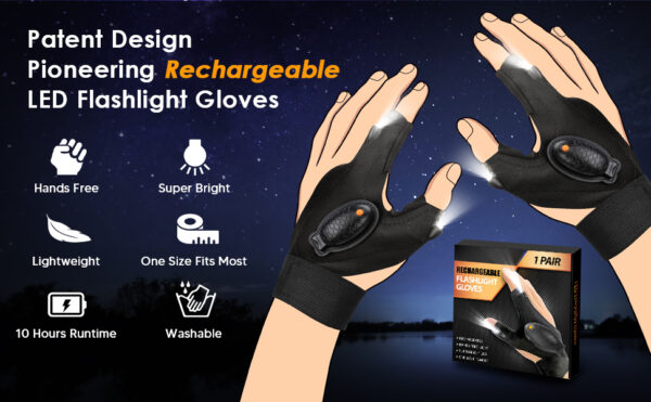 LED Flashlight Gloves Cool Gadgets Tools for Men