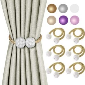 Magnetic Curtain Tieback Pearl Ball Curtains Holder Buckle Rope