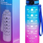 Multicolor Water Bottle with Pipe Motivational Time Marker Bottle for Adults