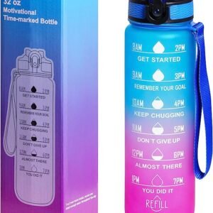 Multicolor Water Bottle with Pipe Motivational Time Marker Bottle for Adults