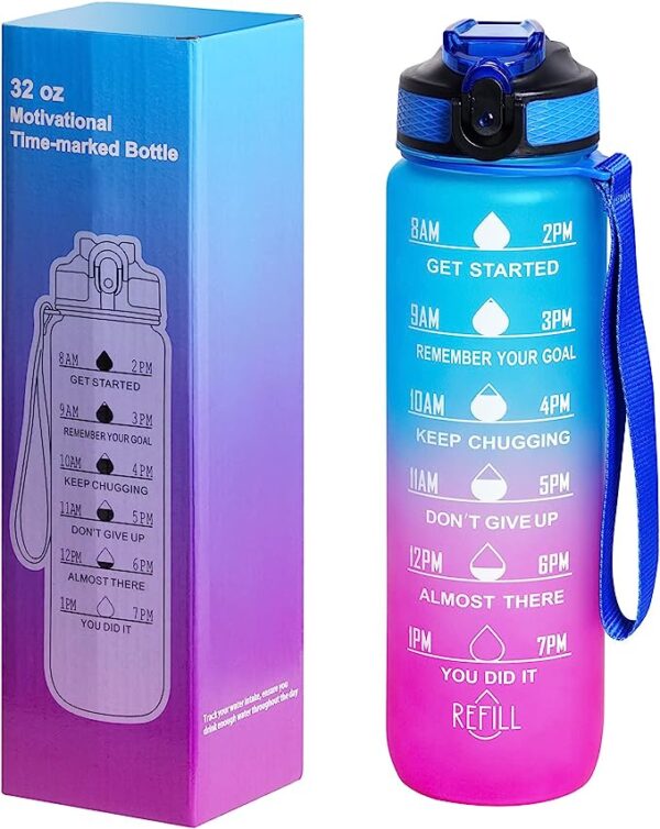 Multicolor Water Bottle with Pipe Motivational Time Marker Bottle for Adults