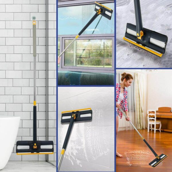 Tile Cleaner Fancy Dry Mop Bathroom Cleaning Brush with Scraper