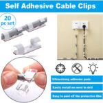 20 Pcs Pack Cord Adhesive Wire Organizer Cable Plastic Clips