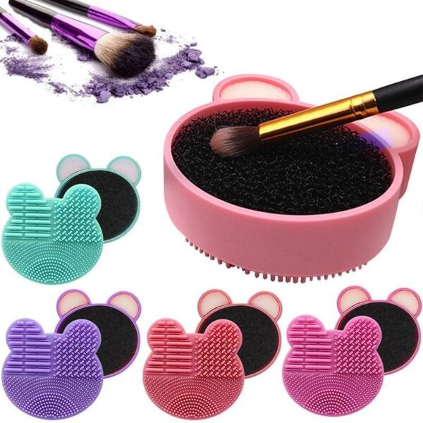 Makeup Brush Cleaner with Color Removal Sponge 2-in-1 Cleaning Pad