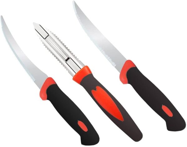 Stainless Steel Knife Set and Peeler Pack of 3 Pcs