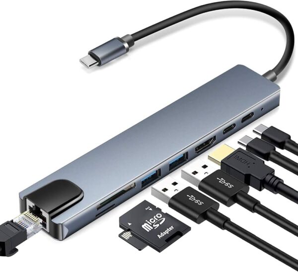 8-in-1 Port Multi-function Adapter USB HUB Type-C HDTV