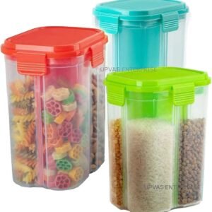 Transparent 4 Section Storage Dispenser Multicolor Square Model 2000 ML