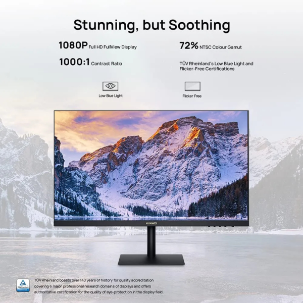 Huawei monitor with 4K display, slim design, and eye care features