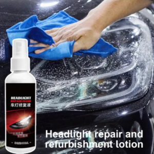 Headlight cleaner and repair fluid/spray for car/bike with UV-light protection