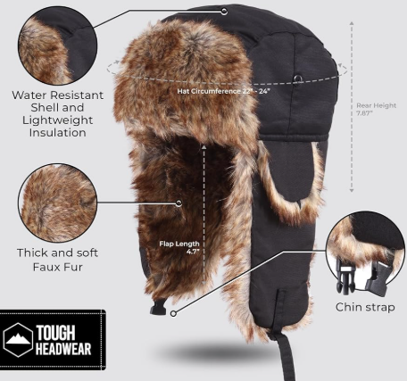 Windproof winter men's hat traditional Russian fur trapper Topi - Image 3