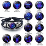 Multilayer leather bracelet with twelve zodiac signs