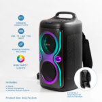 Portable Bluetooth Party Speaker (Dual 6.5" Speakers) with LED Disco Lights & Stand