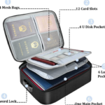 Large Capacity Fireproof Document Box File Storage Organizer with Combination Lock for Certificates, Passports, Valuables