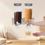 Dual Cereal Dispenser & Dry Food Storage Container with Airtight Lid | BPA-Free Kitchen Organizer for Grains, Rice & Snacks