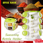 Trueware 16-in-1 Revolving Spice Rack with Cutlery Holder | Pick & Shift Cap, Space-Saving Kitchen Organizer