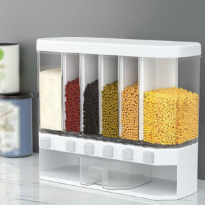 Multi-Functional 10Kg Wall-Mounted Food Dispenser with 6 Compartments – Pantry Storage Organizer
