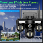 Triple-Lens HD Security Camera – 360° Smart Wi-Fi Home Surveillance System