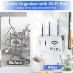 Wall Mounted WiFi Router Storage Box | Cable Organizer Shelf for Home & Office